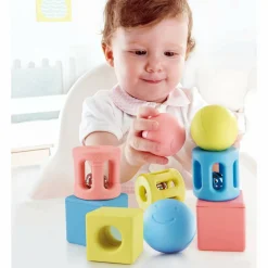 : Geometric Soft Touch Rattle Trio for Infant & Toddler